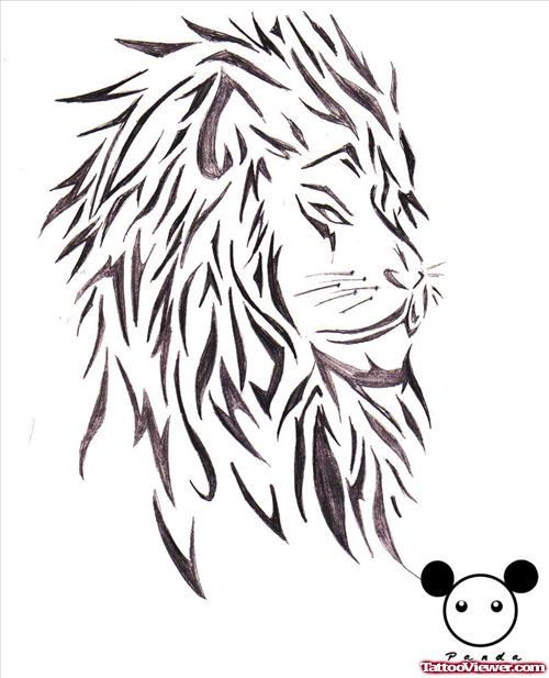 Unique Tribal Lion Head Tattoo Design