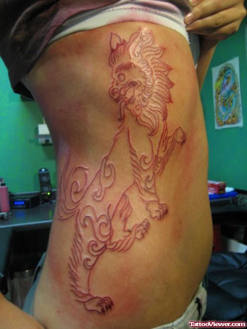 Side Rib Lion Tattoo