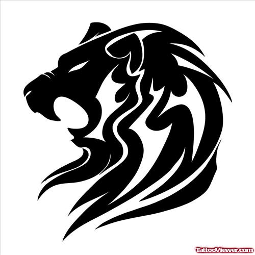 Quality Black Tribal Lion Tattoo Design