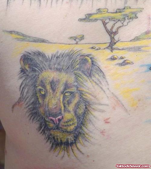 Tree And Lion Tattoo