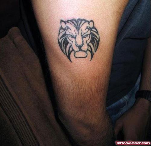 Right Bicep Lion Head Tattoo