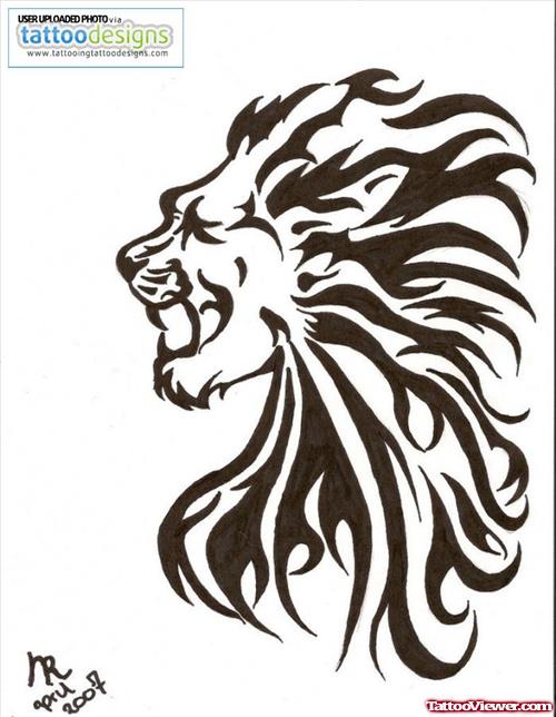 New Tribal Lion Head Tattoo Design