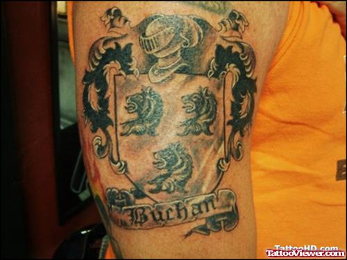 Lion Head Tattoos On Crest Tattoo On Bicep