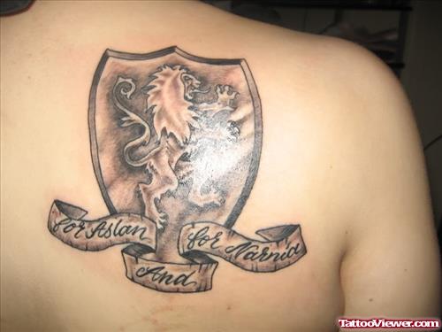 Lion Crest Tattoo On Back