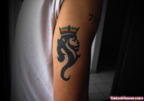 Crown Lion Tattoo On Sleeve