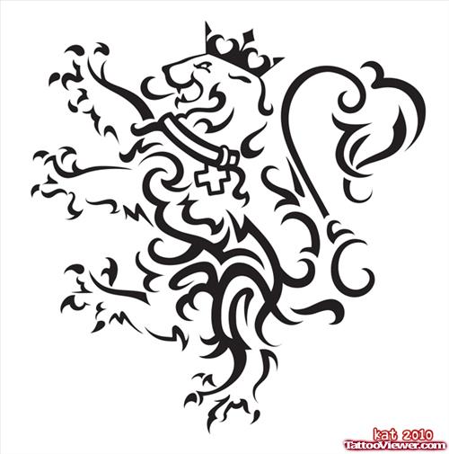 Black Tribal Lion Tattoo Design