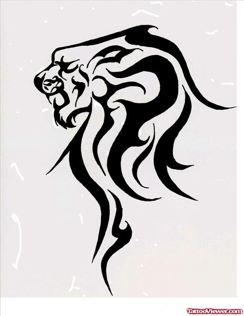 Tribal Lion Head Tattoo Design Drawing