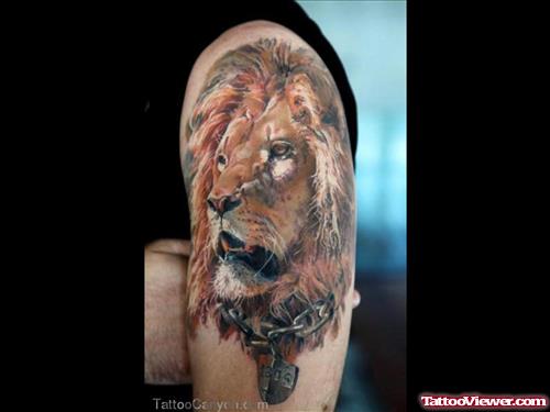 New Left Half Sleeve Lion Tattoo