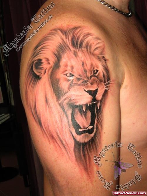 Right Half Sleeve Lion Head Tattoo