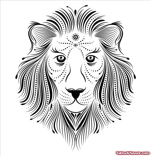 Nice Grey Ink Lion Head Tattoo Design