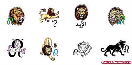 Lion and Zodiac Leo Tattoo Designs