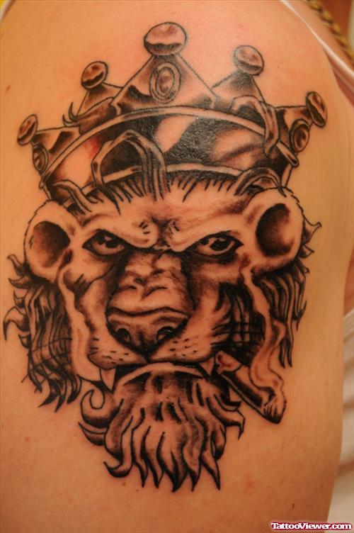 Crown Lion Head Tattoo