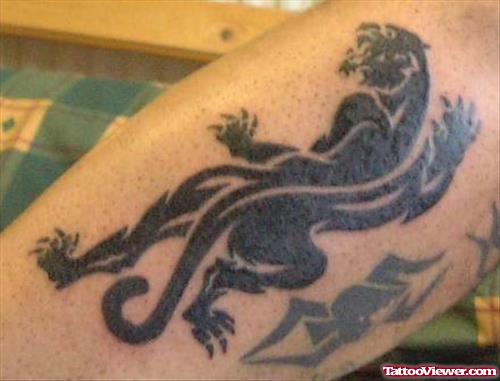 Black Ink Tribal Lion Tattoo