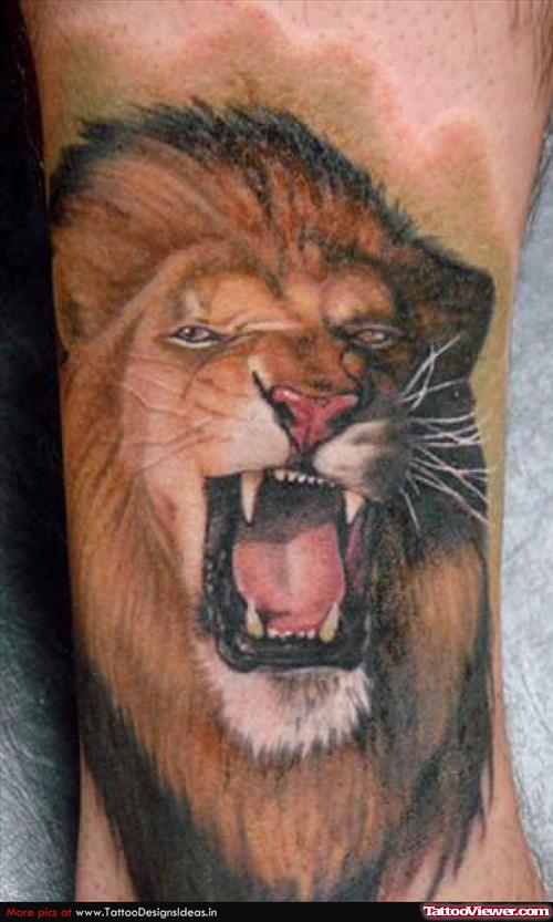 Special Roaring Lion Head Tattoo