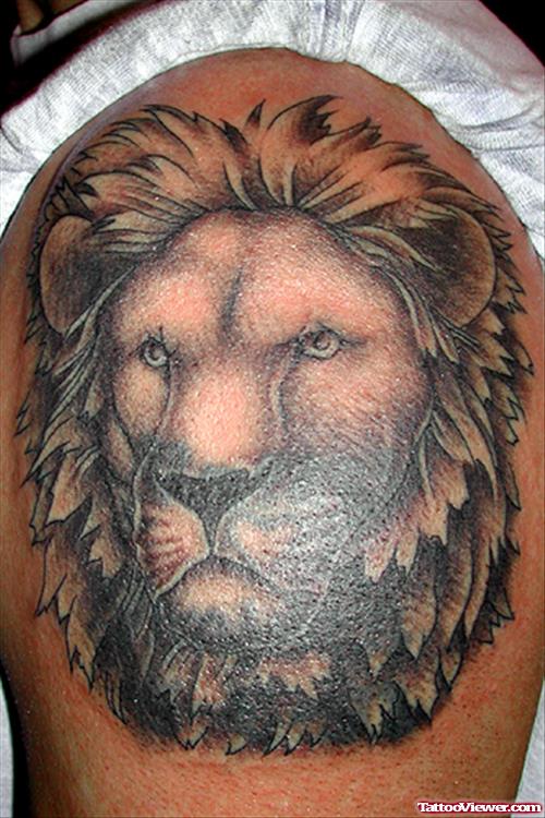 Left Shoulder Lion Head Tattoo