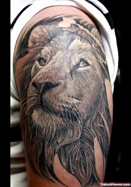 Beautiful Half Sleeve Lion Tattoo