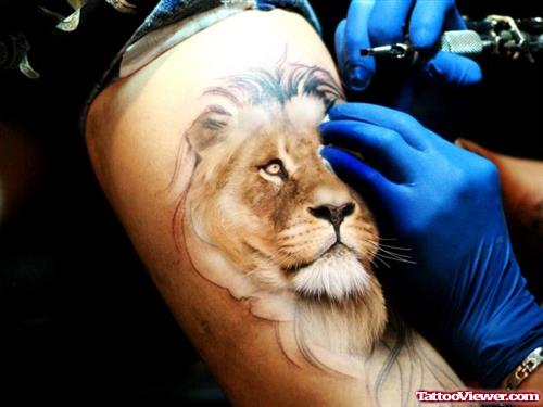 3D Lion Head Tattoo