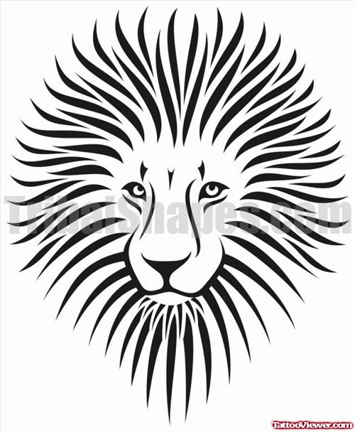 Tribal Lion Head Tattoo Design Stencil