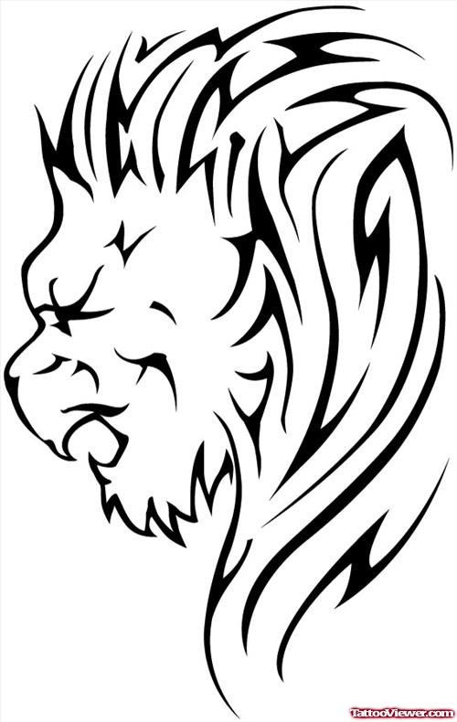 Black Tribal Lion Tattoos Designs