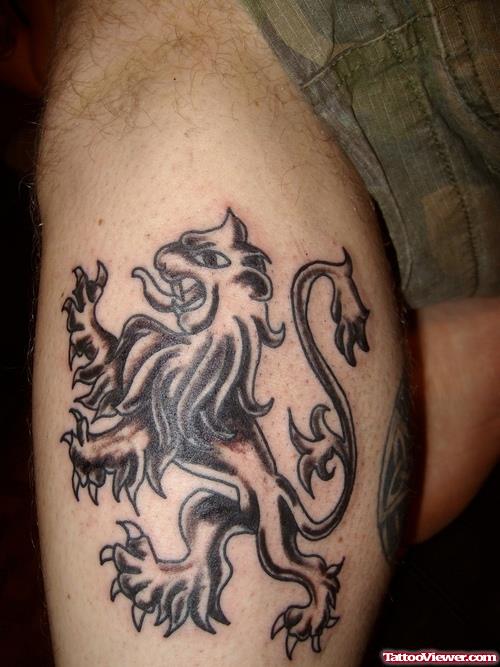 Griffin Lion Tattoo On Thigh