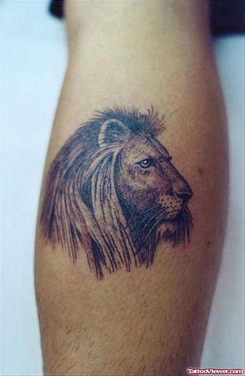 Grey Lion Head Tattoo