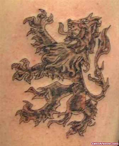 Grey Ink Tribal Lion Tattoo