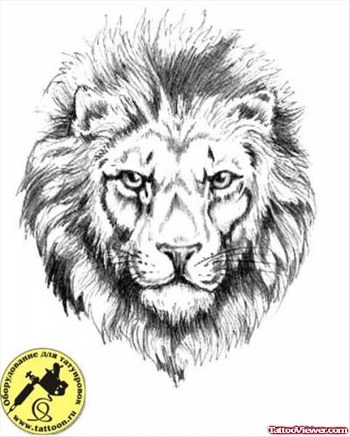 Awesome Grey Ink Lion Head Tattoos Design