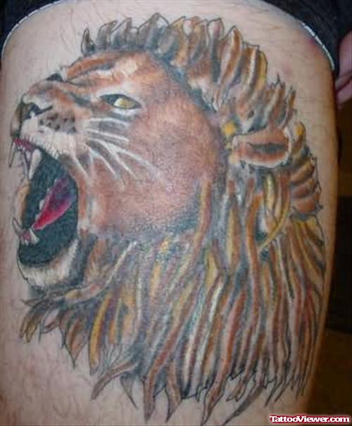 Lion Roaring Angry Face Tattoo