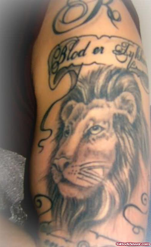 King Lion Tattoo On Muscles