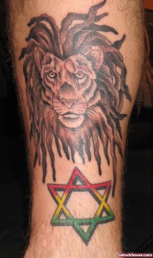 Lion and Star Tattoo