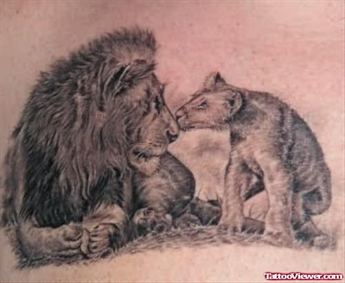 Lion And Cubs Tattoo