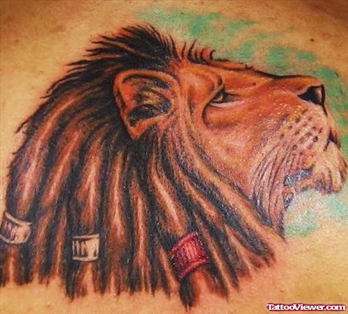 Rasta Lion Tattoo On Back