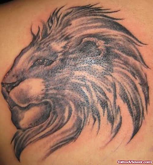 Beautiful Lion Head Tattoo On Back