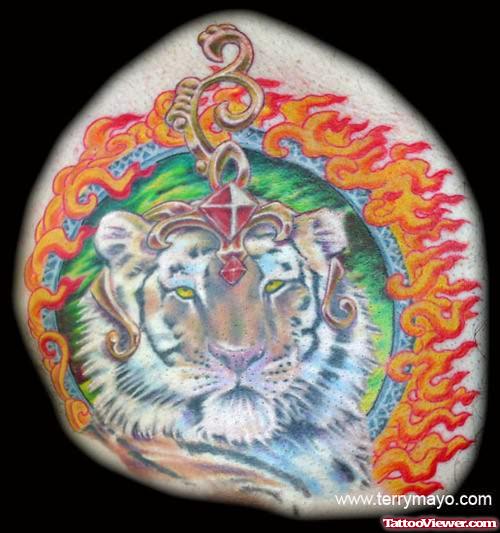 Fire Lion Tattoo Sample