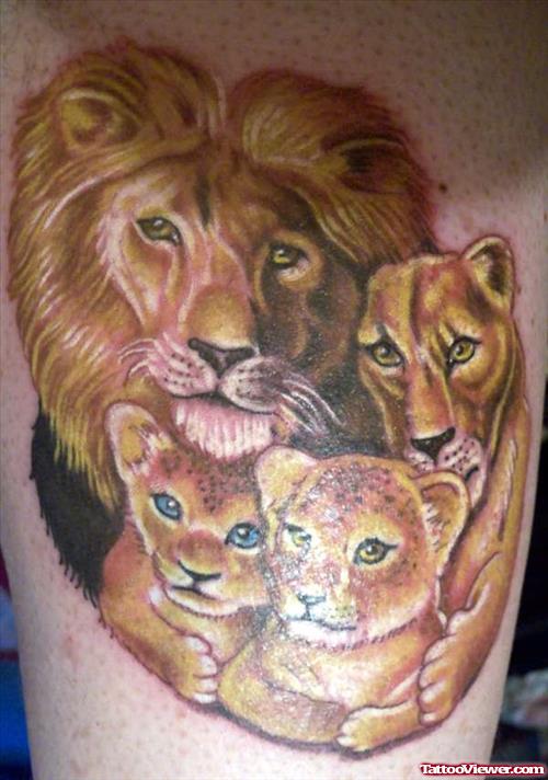 Lion Family Tattoo On Body