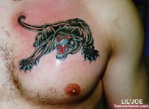 Angry Leopard Tattoo On Chest