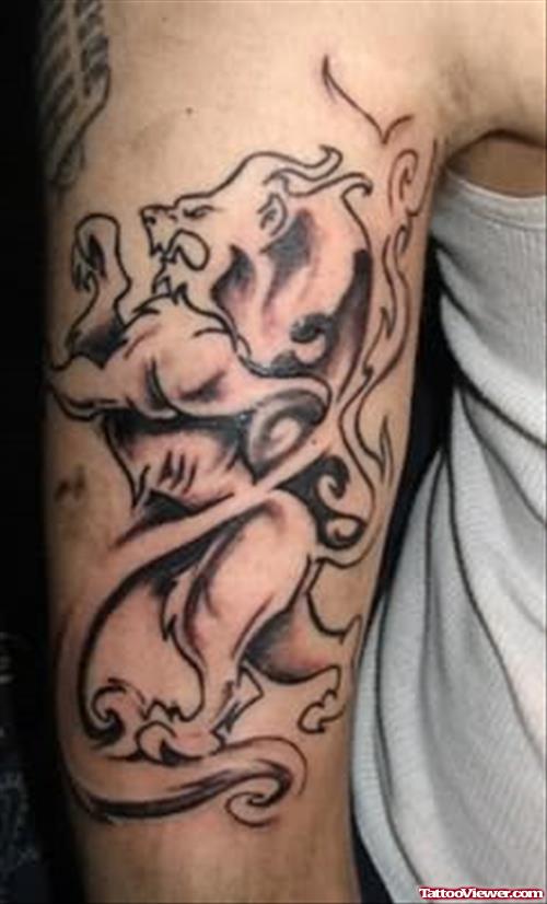 Lion Large Tattoo On Muscles