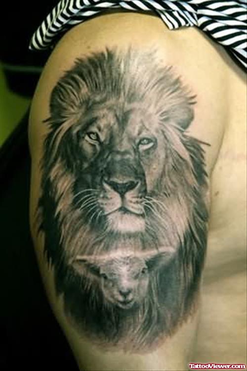 Lion With Sheep Tattoo