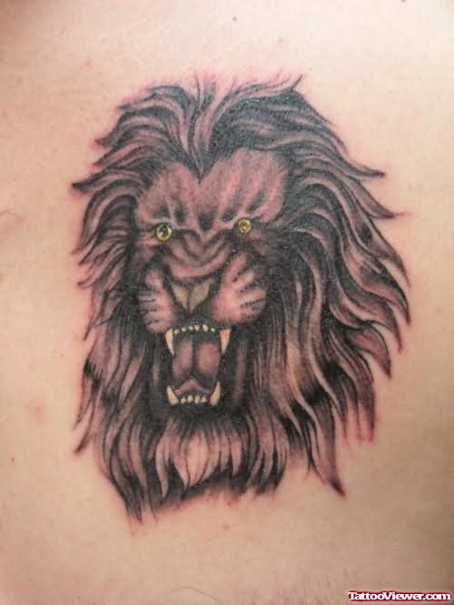 Angry Lion Face Tattoo