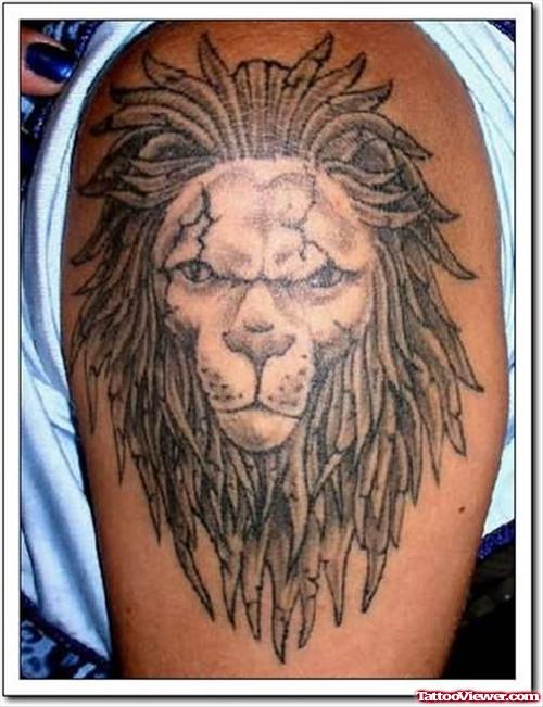 Lion Face Tattoo For Shoulder