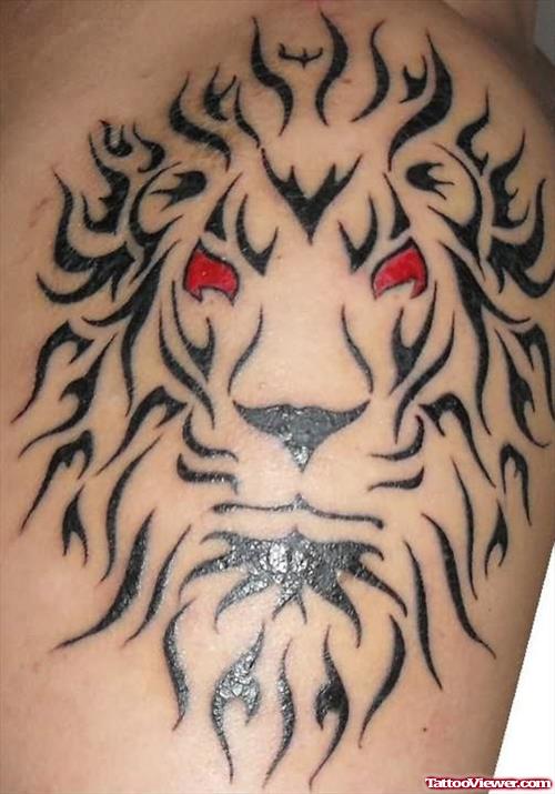 Celtic Red Eye Lion Face Tattoo