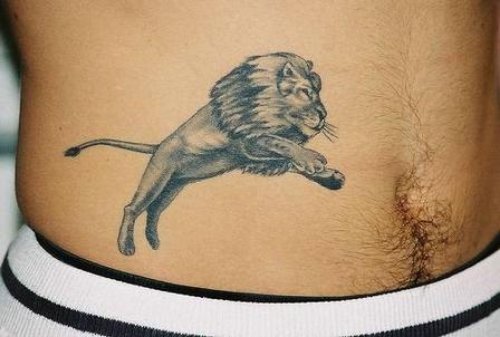 Jumping Lion Tattoo On Hip
