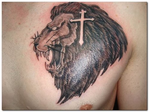 Lion And Cross Tattoo Picture