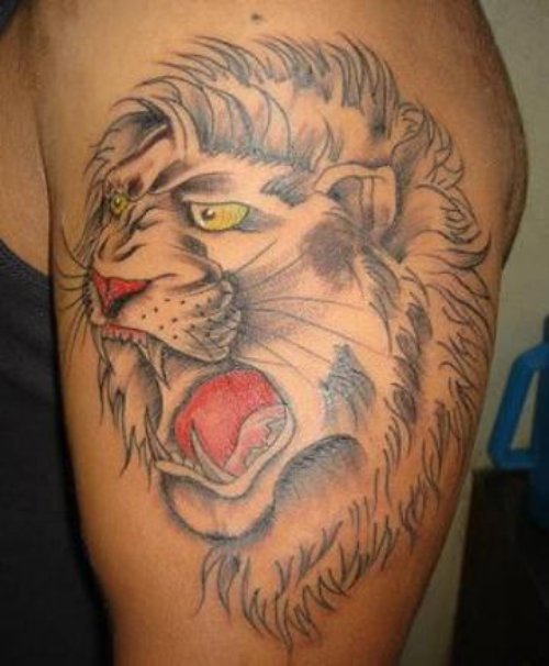 Left Bicep Lion Tattoo