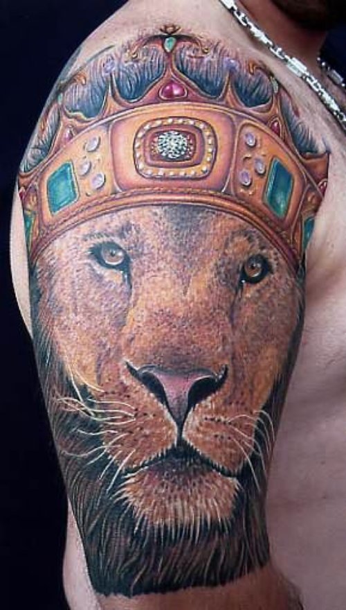 Lion Head Crown Tattoo