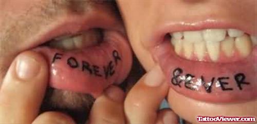 Forever Tattoo On Lips