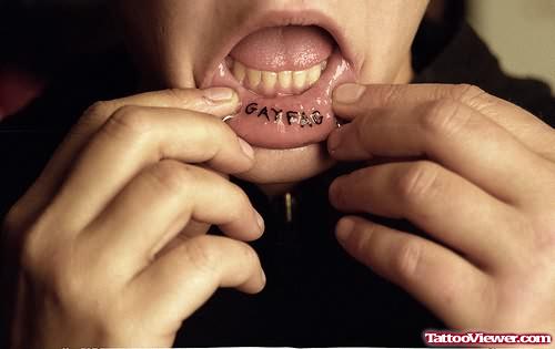 Gay Fag Tattoo On Lips