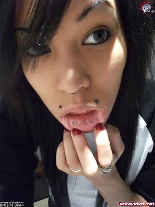 Fuck Tattoo Inside Lip