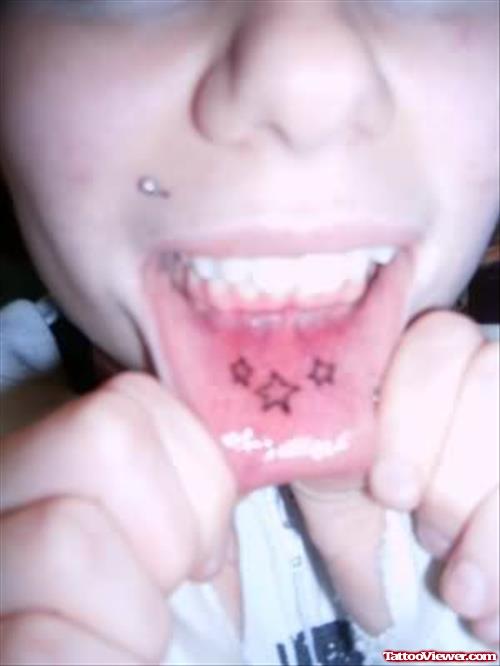 Stars Tattoos In Lip