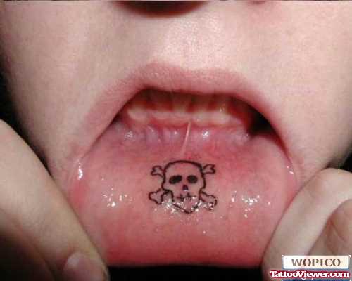 Danger Symbol Tattoo Inside Lip